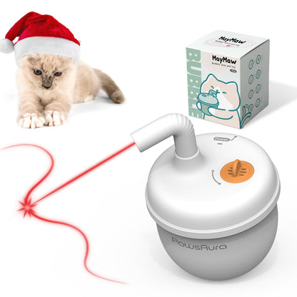 MayMaw Cat Laser Toy - Laser Cat Toys for Indoor Cats Rechargeable Automatic Cat Laser Toy Interactive Cat Toy with Tumbler Design 360° Random Trajectory 3 Modes Catnip Included (White)